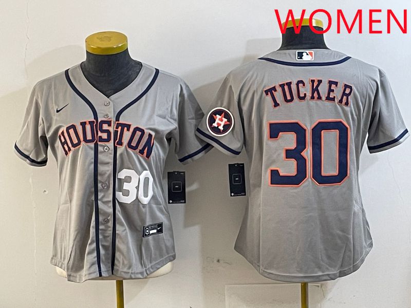 Women Houston Astros #30 Tucker Grey Game 2025 Nike MLB Jersey style 2->women mlb jersey->Women Jersey
